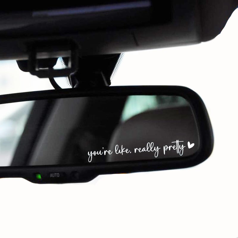 WCDHOR 2 x You Are Like Really Pretty Rearview Mirror Decal Water Bottle Stickers Affirmation Reminder Sticker Laptop Bumper Sticker Tumbler Vinyl Sticker Car Mirror Decal Funny Car De (You're Pretty, White) - Image 1